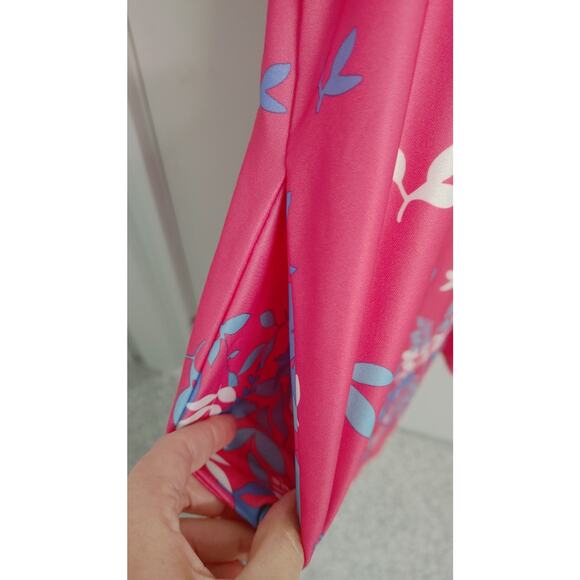 Anthony Richards House Lounge Dress Pink Blue Floral MuMu Large - Picture 3 of 5